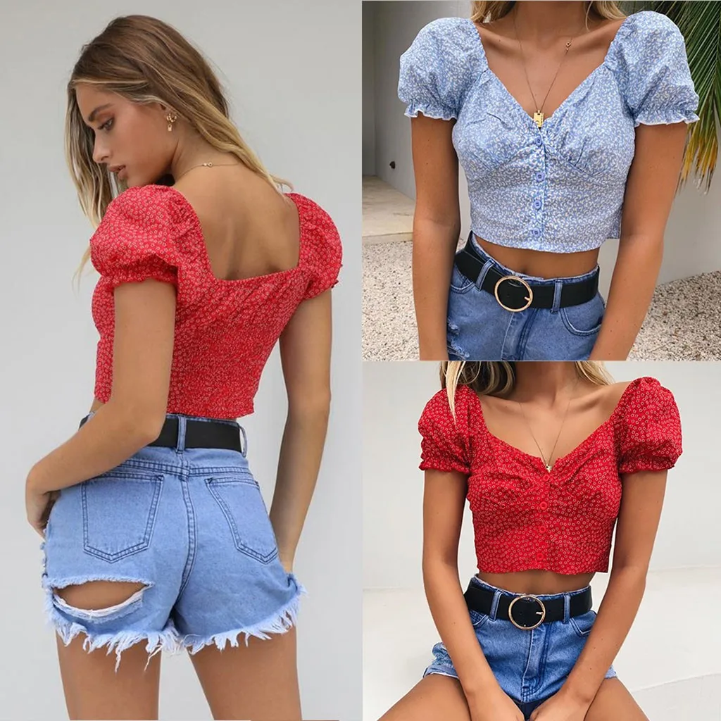 SAGACE Harajuku женские футболки модные пикантные кнопка печати топы с короткими