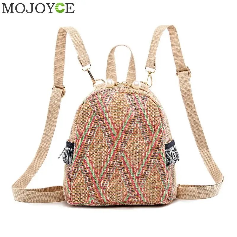 

Fashion Straw Woven Backpack Women Back Pack Summer Teenage Girl Quality Backpacks Travel Bags Books Rucksack