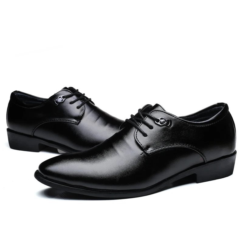 

YEINSHAARS Newly Classic Men's High Quality Pointed Toe Genuine Leather Shoes Black Wedding Shoes Leather Soft Man Dress Shoes