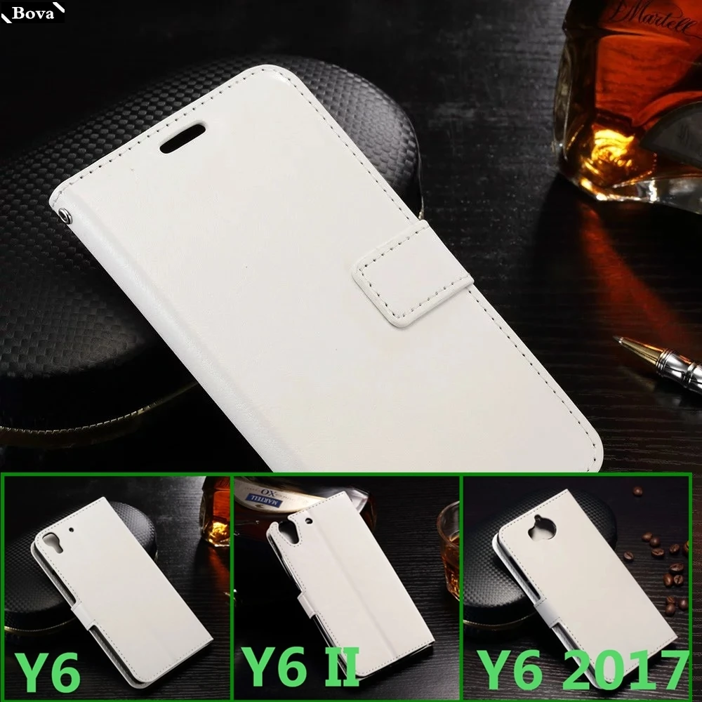 Держатель для карт крышка чехол для huawei Y6 Y6 II Y6 Prime чехол для телефона из искусственной кожи с откидной крышкой
