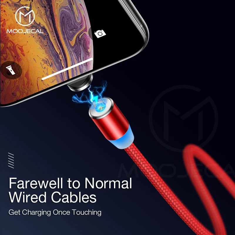 MOOJECAL Магнитный кабель для iPhone samsung S10 type C зарядное устройство Micro USB зарядки и