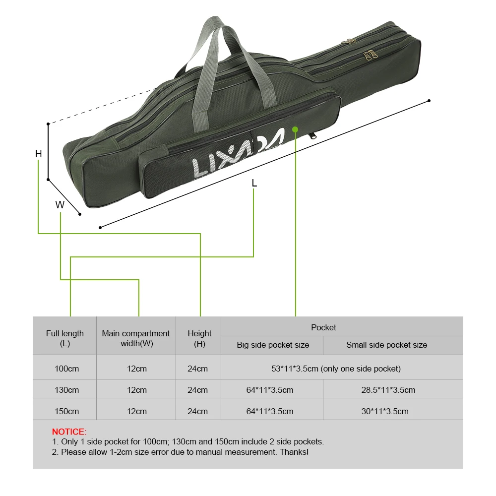 Сумка для рыбалки Lixada 100/130/150 см портативная складная сумка удочки катушки снасти