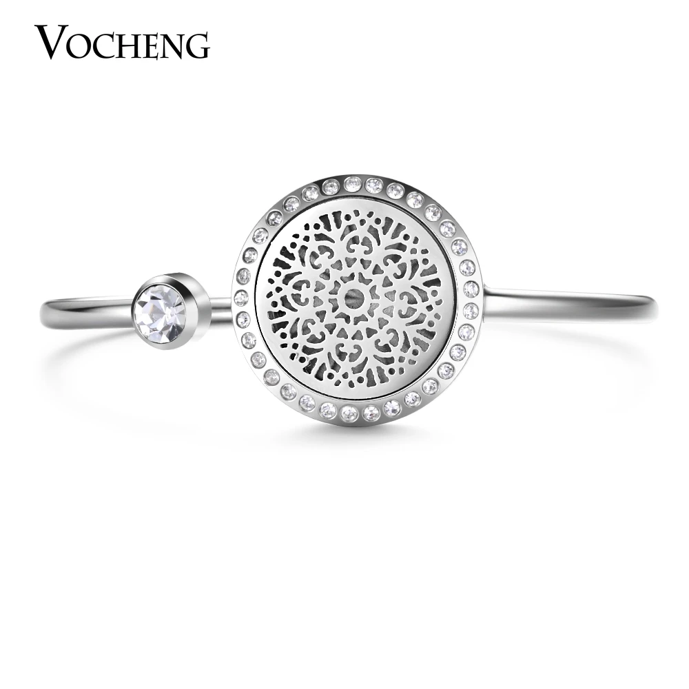 

10pcs/lot 25mm Aromatherapy Perfume Diffuser Locket Stainless Steel Bangle Fit 18mm Felt Pads Crystal without Oil Pad VA-592*10