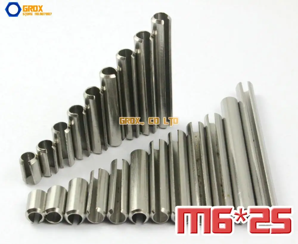 50 Pieces M6 x 25mm 304 Stainless Steel Slotted Spring Tension Pin Sellock Roll Pin