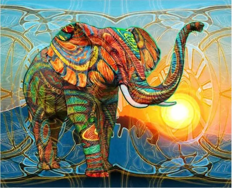 Полный квадратный алмаз 5D DIY Алмазная картина &quotКрасочный Слон&quot вышивка