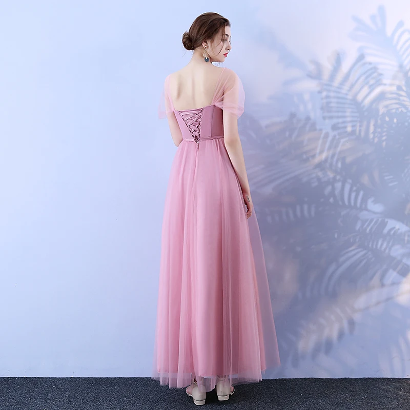 Женское длинное Бандажное платье элегантное розовое из вуали женское вечернее