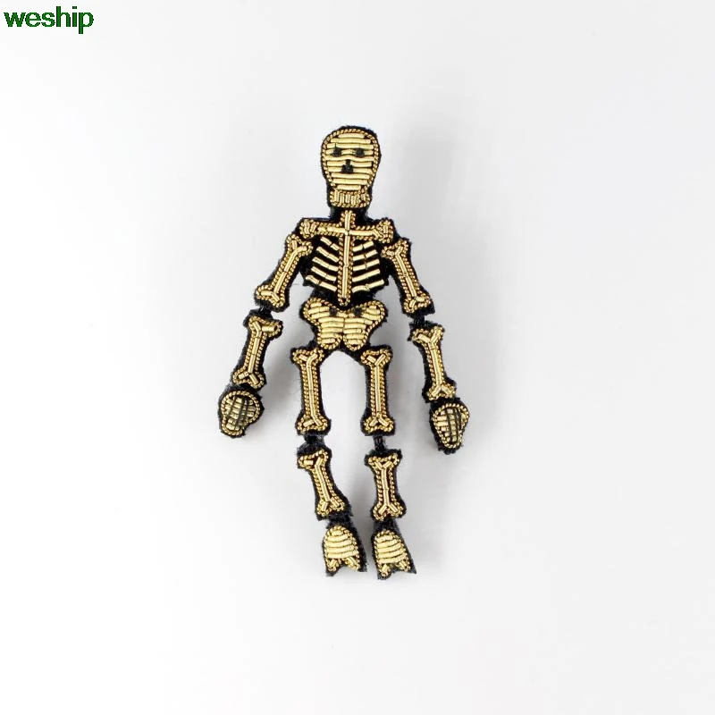 DIY новые высококачественные 3D значки с ручной вышивкой Скелет на руку аппликация