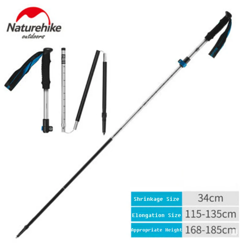 Sliver 115-135cm Naturehike складной регулируемый трекинговые палки Алюминий сплав 5-секционный для северной ходьбы Пеший Туризм палочки для туризма NH17D009-Z - Цвет: Sliver 115-135cm
