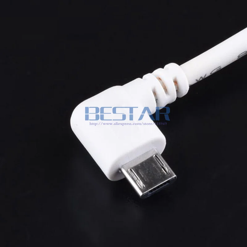 Белый 100 см 1 м 3 фута разъем питания постоянного тока USB 2 0 к Micro угловой левый 90