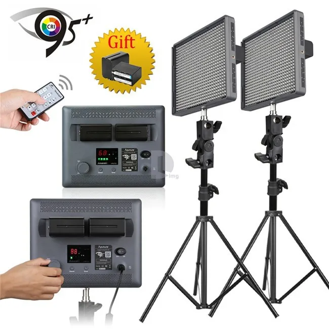 2 шт/Лот Aputure HR672W высокий CRI 95+ 672 Led видео Студийный светильник Панель w/2,4G пульт дистанционного управления+ батареи+ светильник стойки