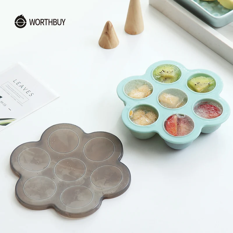 WORTHBUY 7 сеток ледяной куб форма пищевого силикона для льда лоток фруктов кубик