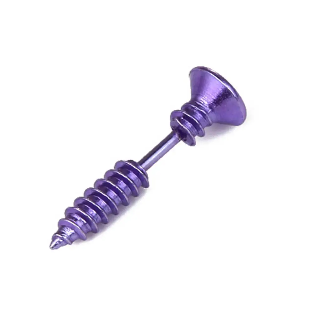 purple DreamBell, унисекс, женские, мужские серьги, нержавеющая сталь, пирсинг, гвоздь, винт, серьги-гвоздики, панк, спираль, пирсинг, модные ювелирные изделия - Окраска металла: purple