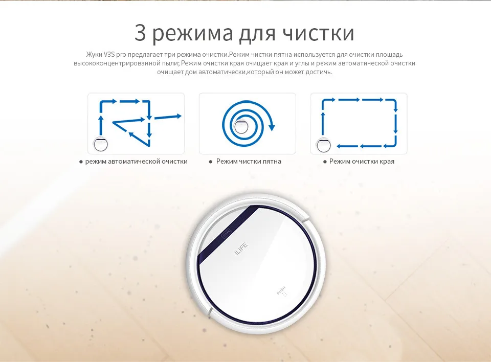 ILIFE V3S Pro Робот Пылесос, 600 Pa уровень всасывания,мощная уборка для пэт волос,анти-столкновения, автоматически возвращаться в док-стануию для зарядки,три режима для чистки.предустановка план очистки