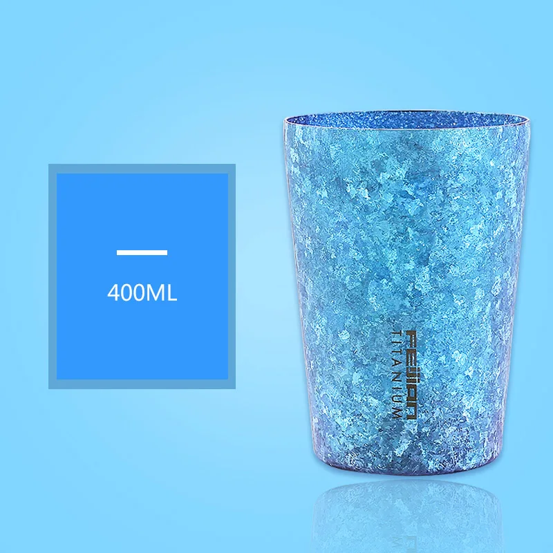 Blue Feijian, 400 мл, чистый титан, кружка для кофе, пива, колы, чая, сока, чашка с бактериостатическим эффектом, с двойными стенками, вакуумная кружка, drinkwaregift box - Цвет: Blue