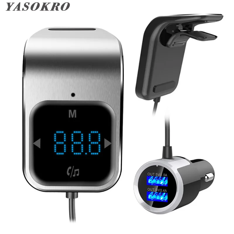 Модулятор FM передатчика YASOKRO противоскользящий беспроводной Bluetooth автомобильный
