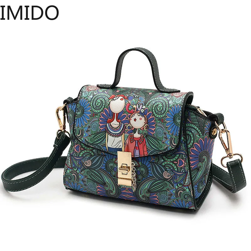 IMIDO 2019 Новая женская мини-сумка лесная зеленая трапециевидная сумка Дизайнерская