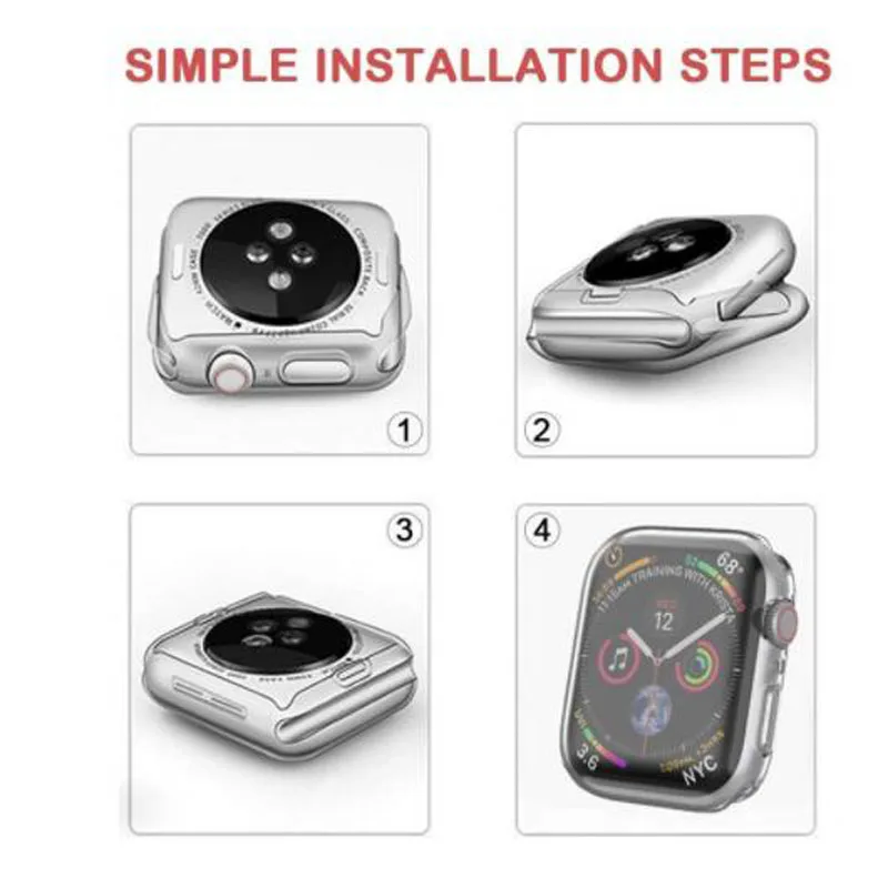 Прозрачный мягкий ТПУ защитный чехол рамка для наручных часов Apple Watch серии 1/2/3/4 38 мм 42 мм 40 мм 44 полный Экран Pretector крышка