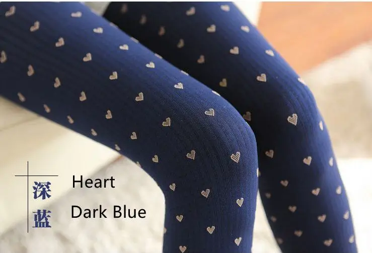 Heart Dark Blue Зимние плотные женские колготки с принтом сердца и якоря, хлопковые колготки, обтягивающие высококачественные чулки - Цвет: Heart Dark Blue