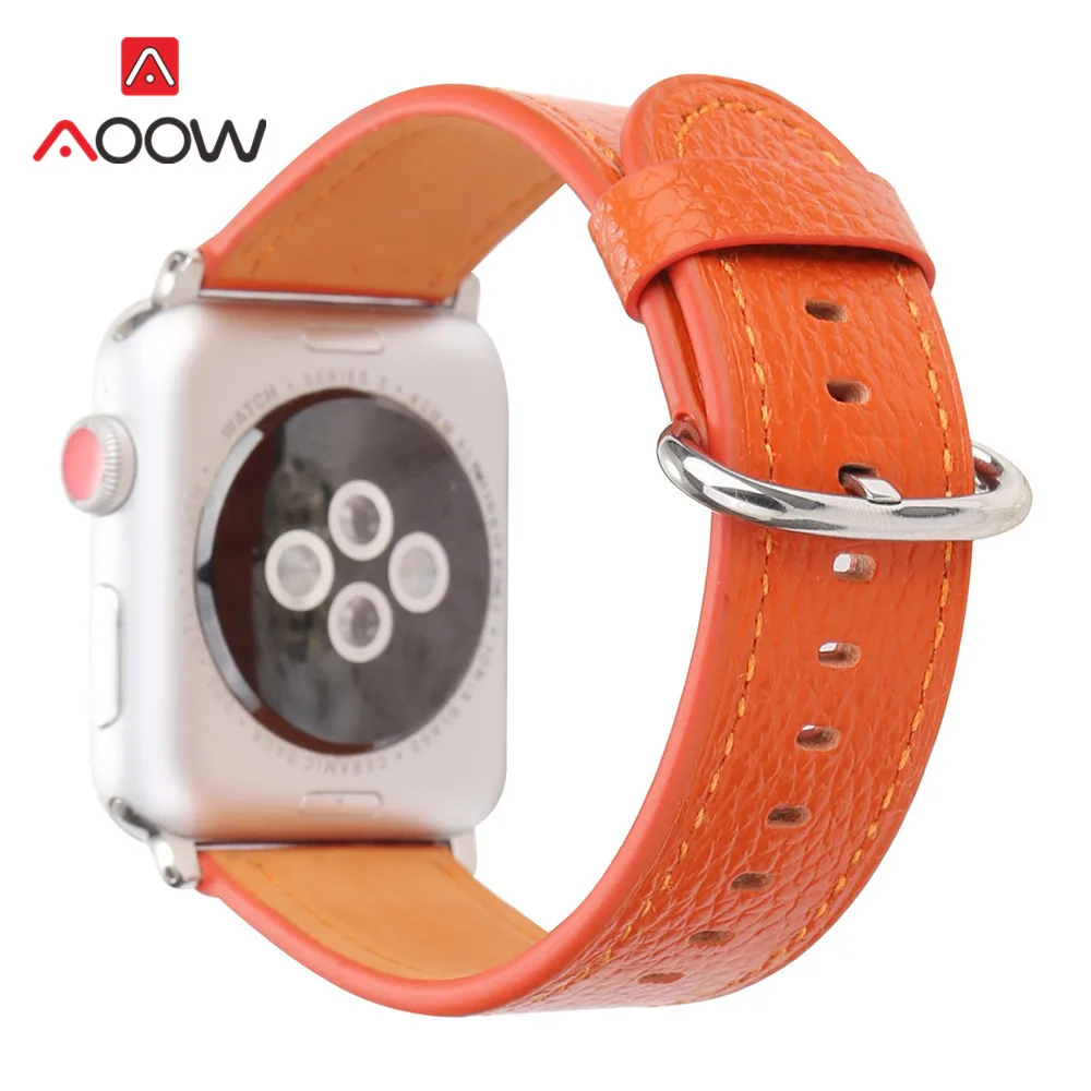 Ремешок из натуральной кожи для Apple Watch 38 42 мм 40 44 мм модный простой Желтый Сменный браслет ремешок для iwatch 123 4