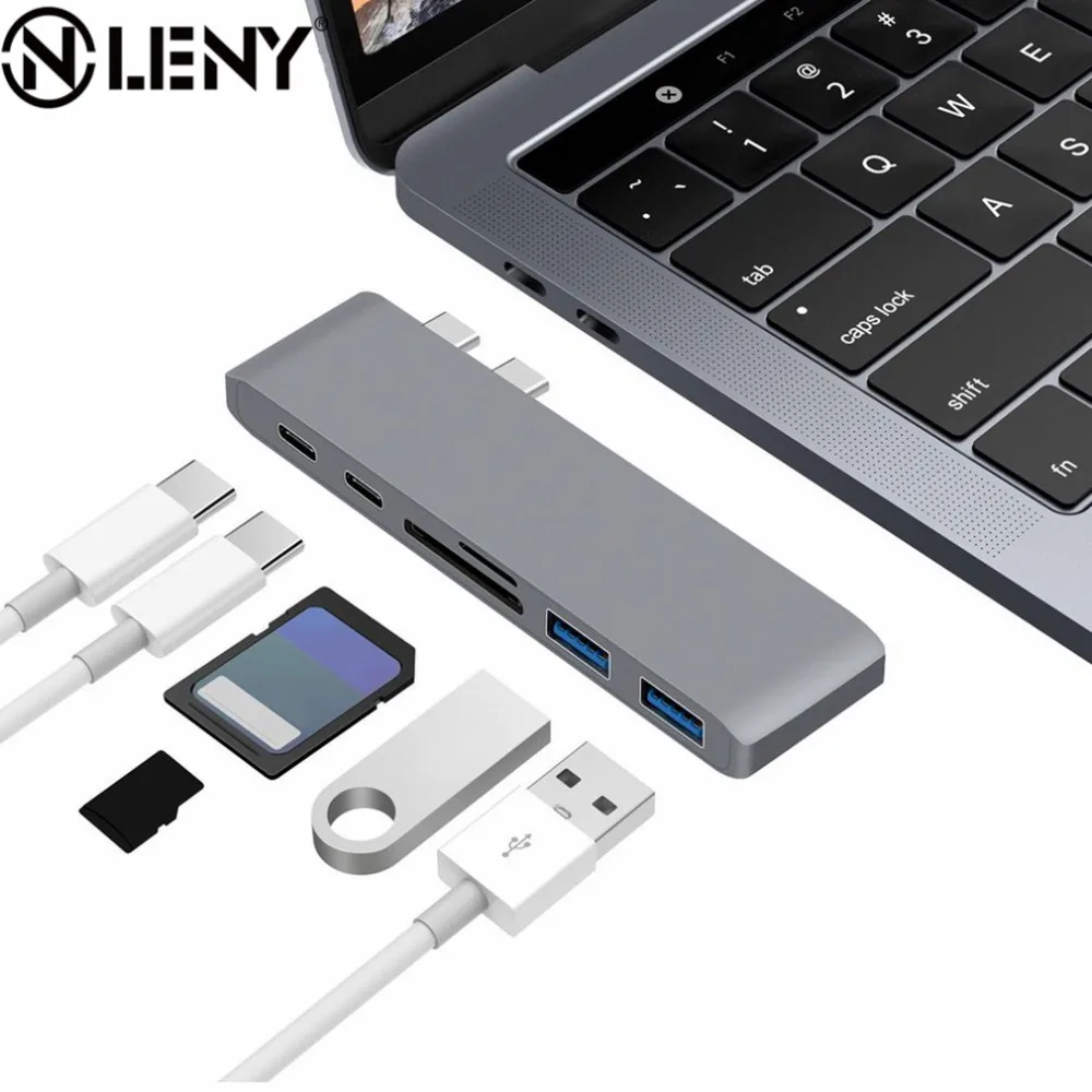 Onleny Dual type-C USB3.0 порты концентратор комбинированный кард-ридер PD Зарядка 4 к HD 6 в 1 конвертер адаптер для 1" 15" MacBook Pro