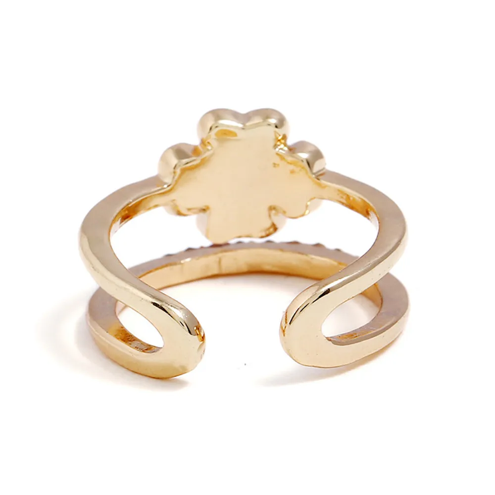 Кольцо Цветок Маргаритки Сногсшибательный Очищенный Имитированный Циркон Свадебные Ювелирные Изделия CRLEY Двухцветное Модное Элегантное Оригинальное Серебряное Золотистое.