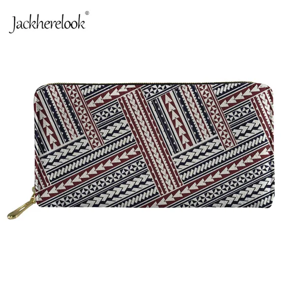 HX398Z21 Jackhereook Модные женские длинные кошельки из искусственной кожи полинезийская традиционная племенная Стильная Женская визитница на молнии клатч портмоне - Цвет: HX398Z21