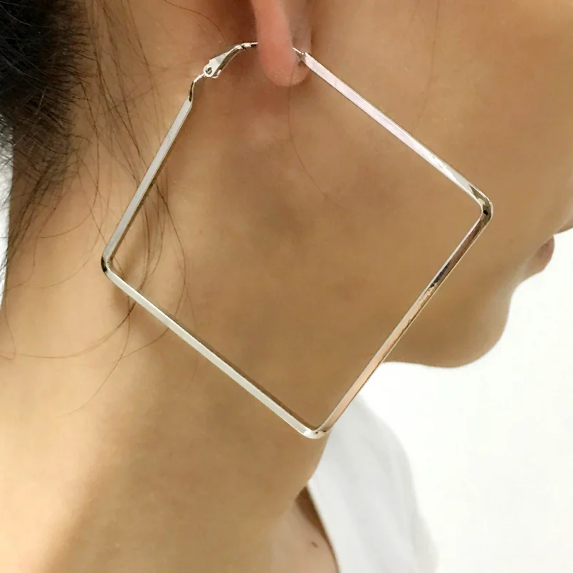 Простые серьги-кольца из металла для женщин, персональные геометрические большие серьги, золотые серебряные ювелирные изделия,, подарок UKMOC - Окраска металла: MI430 Silver