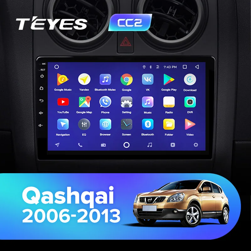 TEYES CC2 Штатная магнитола для Ниссан Кашкай 1 J10 Nissan Qashqai 1 J10 2006 2007 2012 2013 Android 8.1, до 8-ЯДЕР, до 4+ 64ГБ 32EQ+ DSP 2DIN автомагнитола 2 DIN DVD GPS мультимедиа автомобиля головное устройство