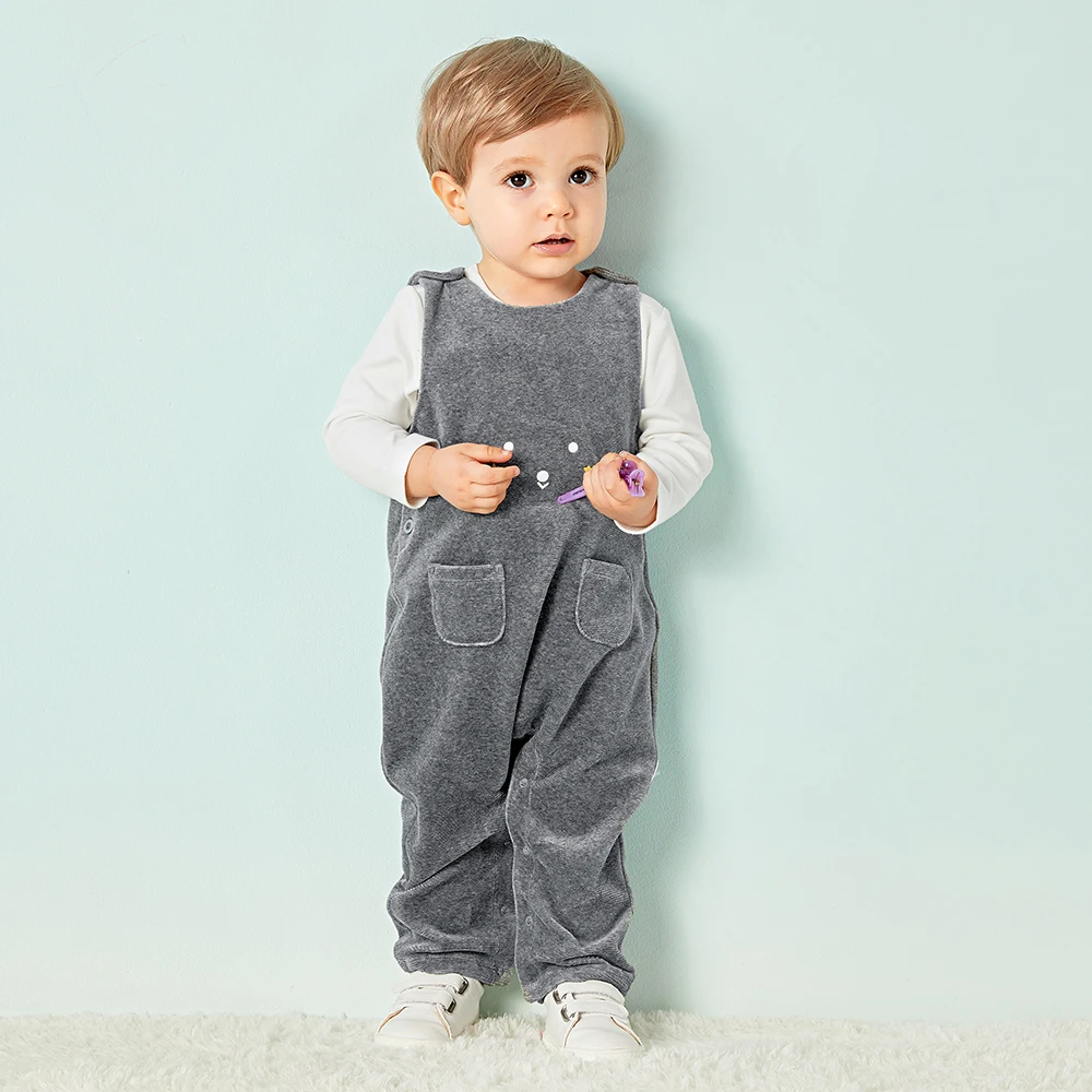 Balabala Baby 2-Piece Long-sleeved Shirt + 3D Dinosaur Bib Overalls Clothes Set Infant Newborn Girls Boys Clothing for |