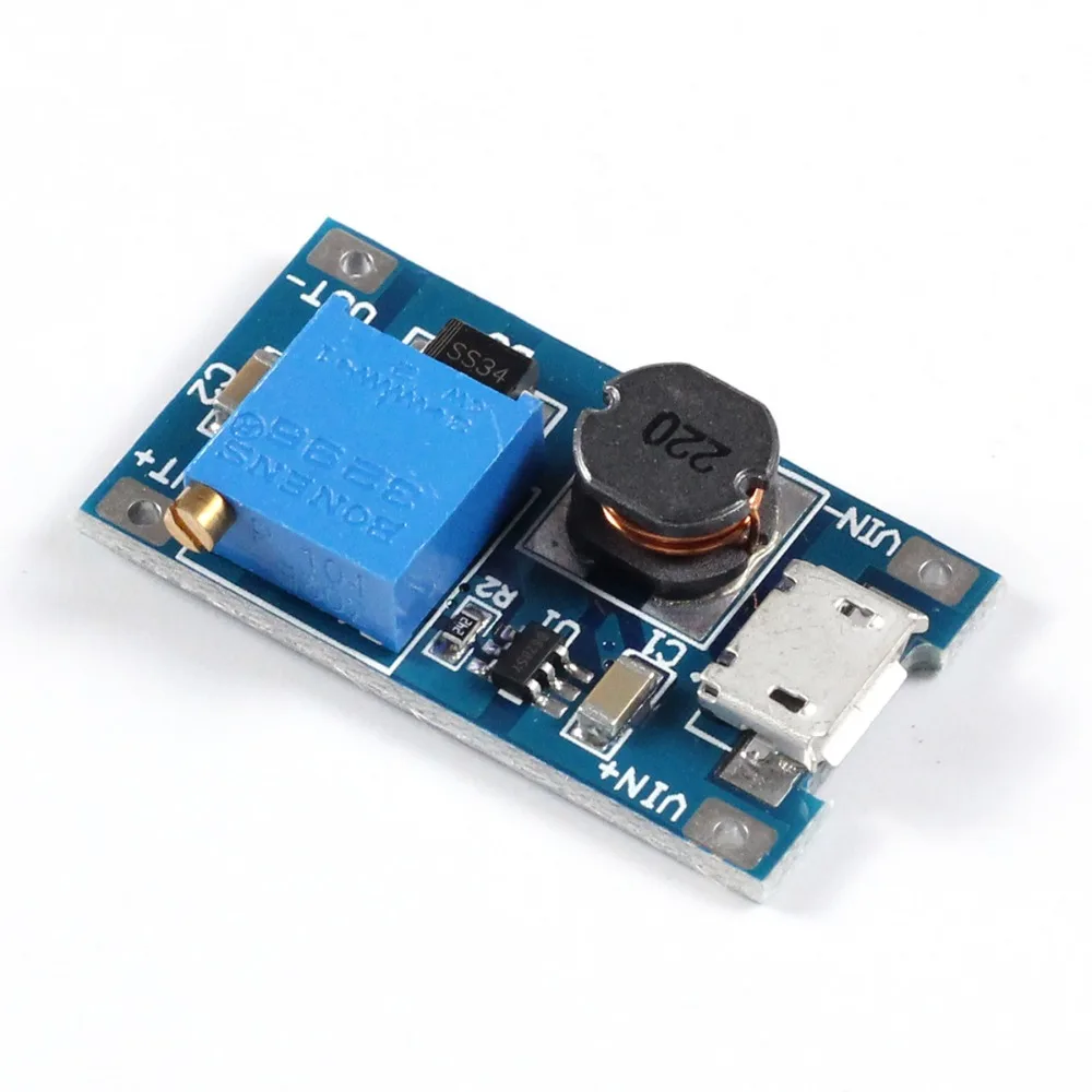 100 шт./лот повышающий преобразователь постоянного тока с MT3608 Mico USB DC 2V 24V до 5V 28V 2A