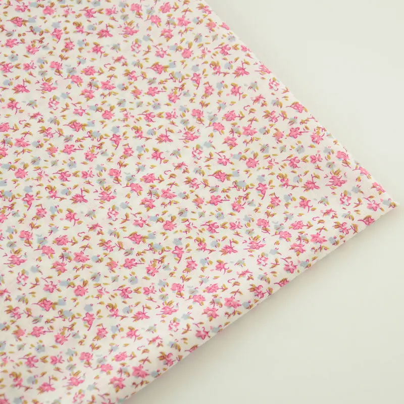 Light Blue and Pink Flowers Designs Patchwork Tecido Sewing Home Textile Dolls Decoration Plain Tissue 100% Cotton Art Work CM