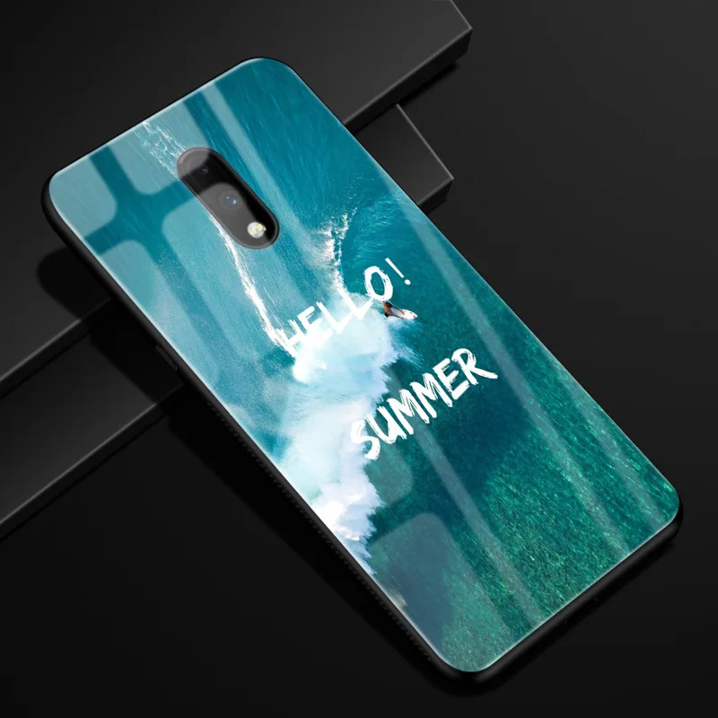 Для Oneplus 7 Pro Чехол оргстекло PC чехол для телефона черный TPU бампер чехол для One Plus 7 7Pro Oneplus 7 Pro закаленное стекло чехол