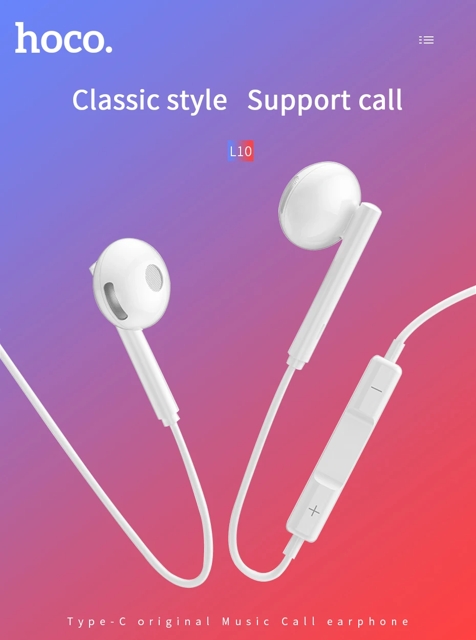 HOCO наушники usb type-C 3,5 мм свежая версия наушники Проводная гарнитура с mi c для Xiaomi mi 6/8 huawei OPPO наушники