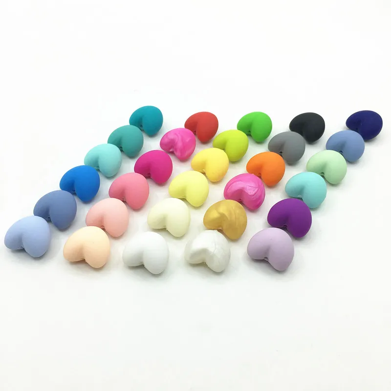 Радужные силиконовые бусины пищевой силикон 20 мм сердечко для прорезывания