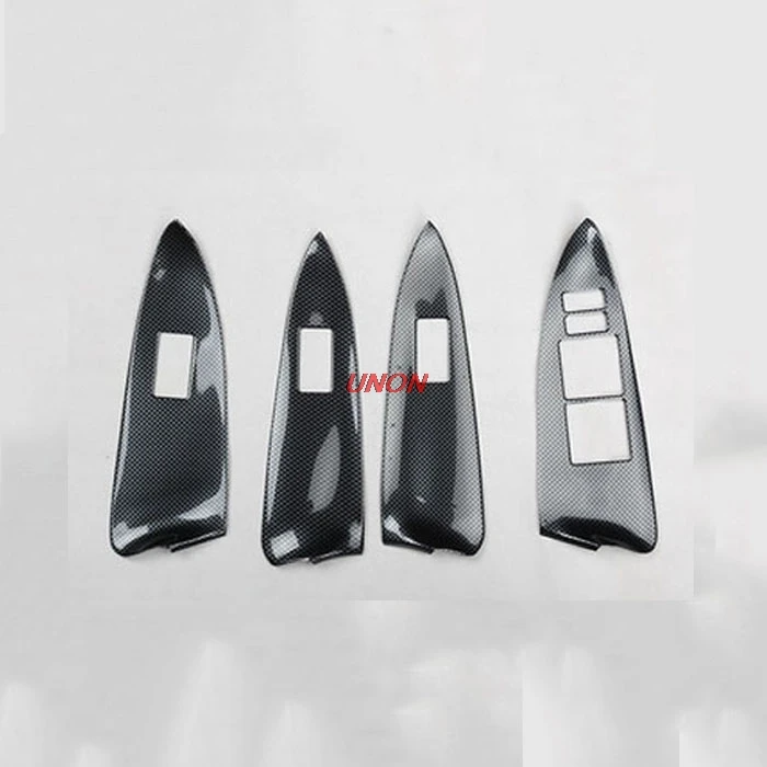 Подходит для Toyota RAV4 2009-2013 Внутренняя дверь окно лифт переключатель панель Крышка отделка автомобиля Стайлинг - Название цвета: Carbon black 4pcs