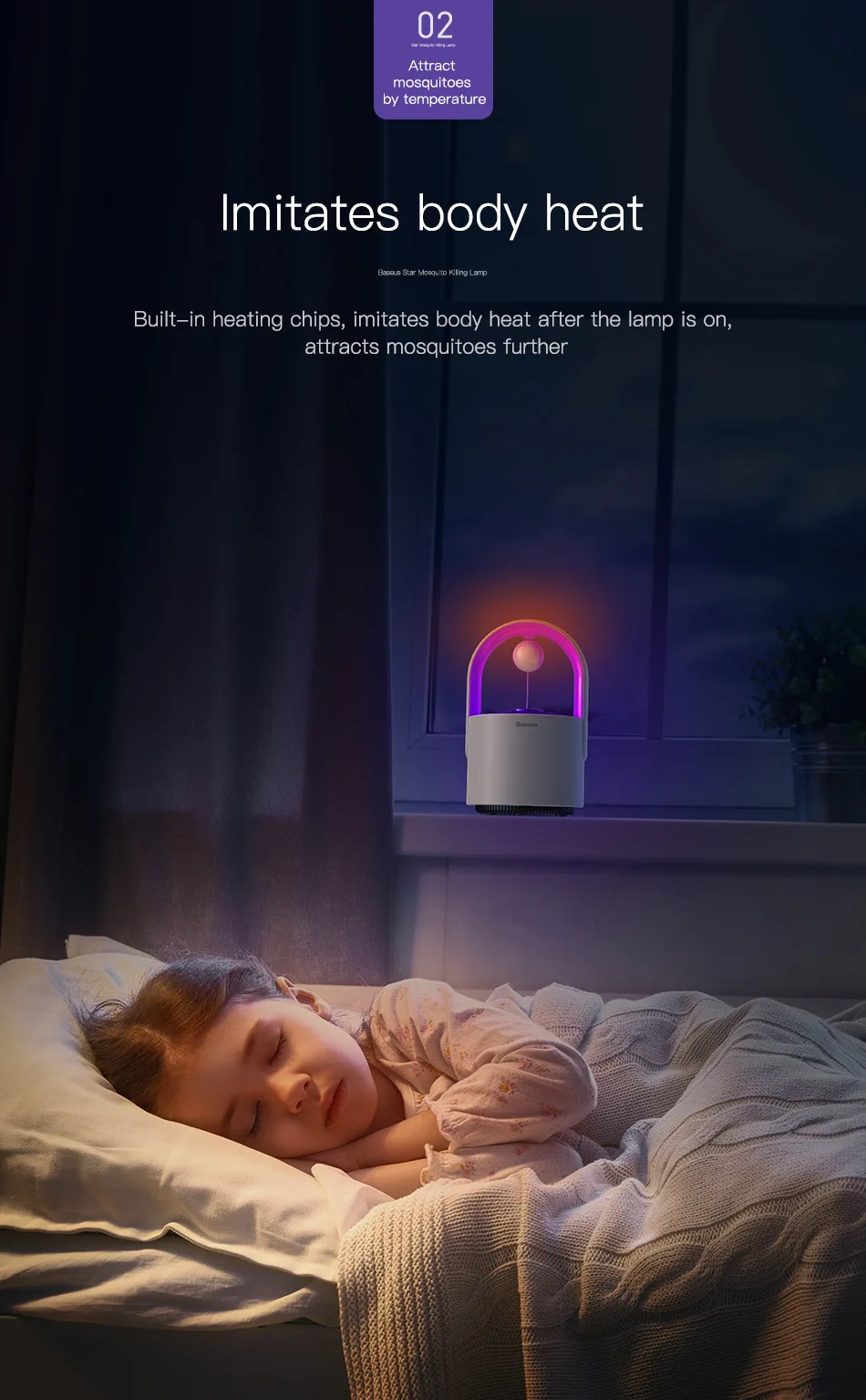 Baseus USB фонарь, УФ-светильник, лампа от комаров, светодиодный, электрическая лампа ловушка для насекомых, ошибка, Zapper, лампа для уничтожения, защита от комаров
