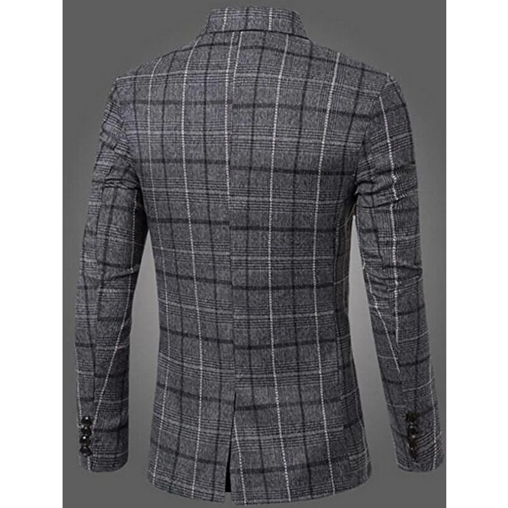 Gresanhevic новый Мужская мода в клетку с длинными рукавами Slim Fit одной One Button Blazer