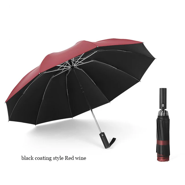 Red wine 10 K ветронепроницаемый двухсторонний зонт для мужчин Авто бизнес автомобильный зонт Анти-УФ Женский складной зонт для дождя и солнца автоматический солнцезащитный мужской Paraguas - Цвет: Red wine