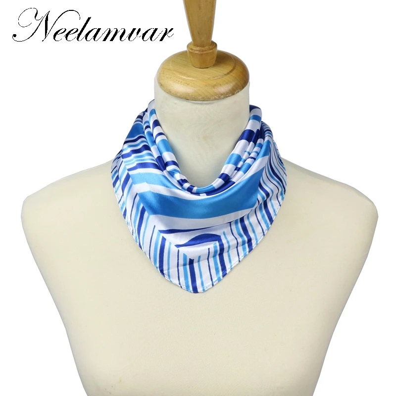 Женский Шелковый Мини шарф для офиса атласный квадратный шейный платок шарфы в