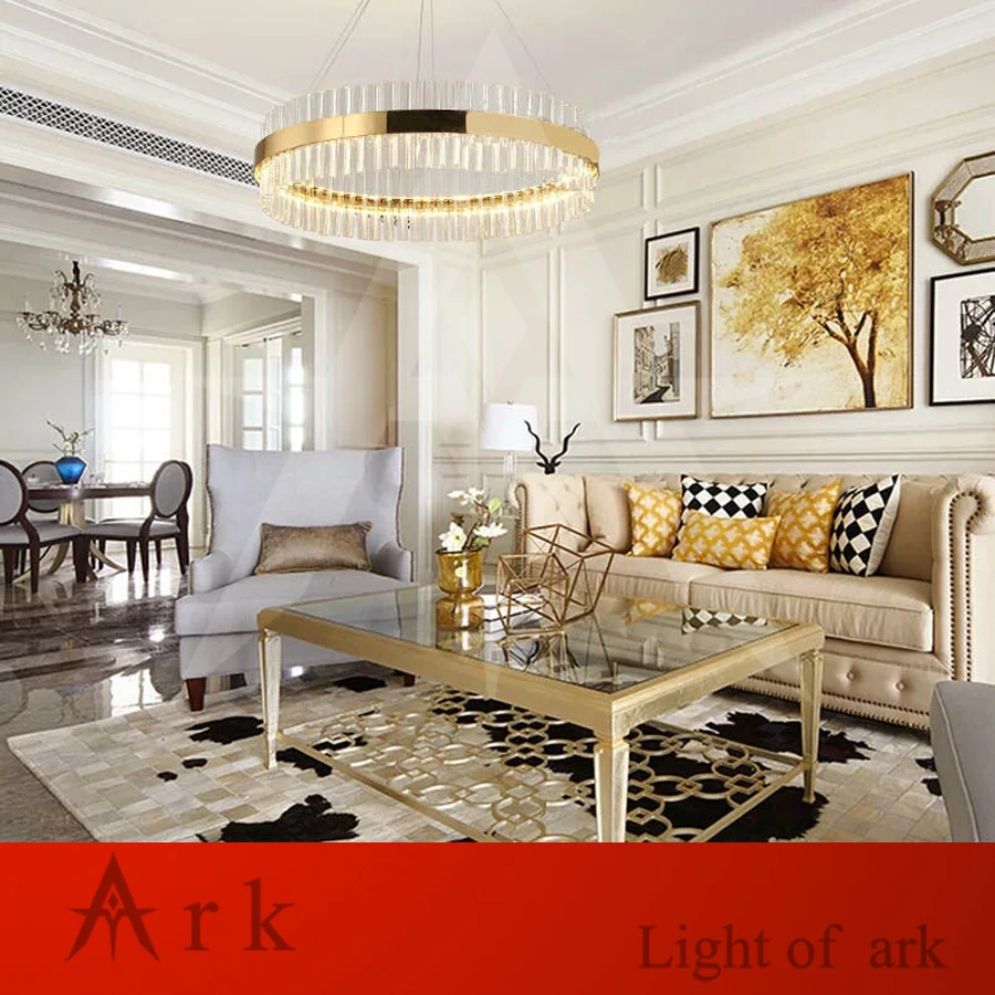 Подвесные светодиодсветодиодный светильники в форме кольца с кристаллами стиле