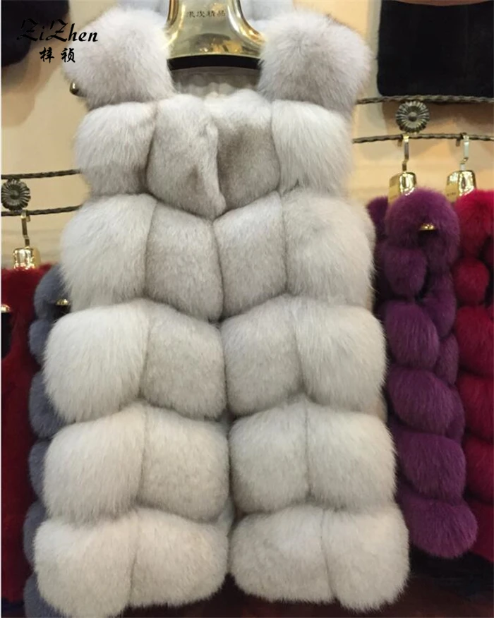

Женский зимний меховой жилет ZiZhen из натурального Лисьего меха, теплый роскошный безрукавка из натурального Лисьего меха с карманами, 150908-1