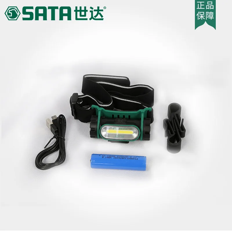 Осветительные фары SATA, дальний фонарь для ночной рыбалки, зарядный свет, открытый светодиод для шахтера лампы, носить фонарик 90716