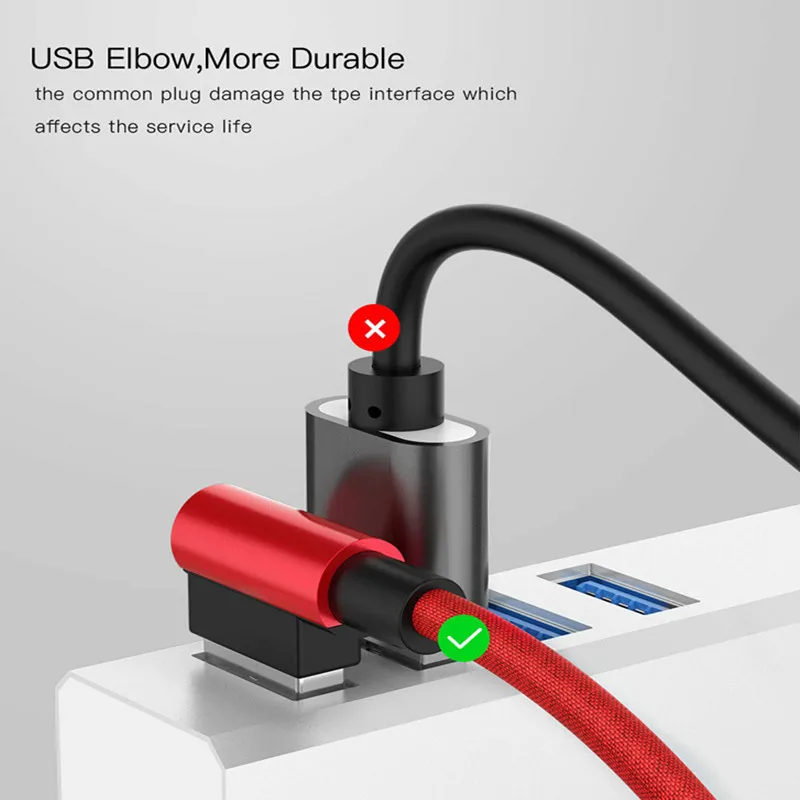 Кабель Micro usb кабель 2 м Быстрый зарядный кабель usb L шнур 90 градусов для телефонов samsung Xiaomi Android