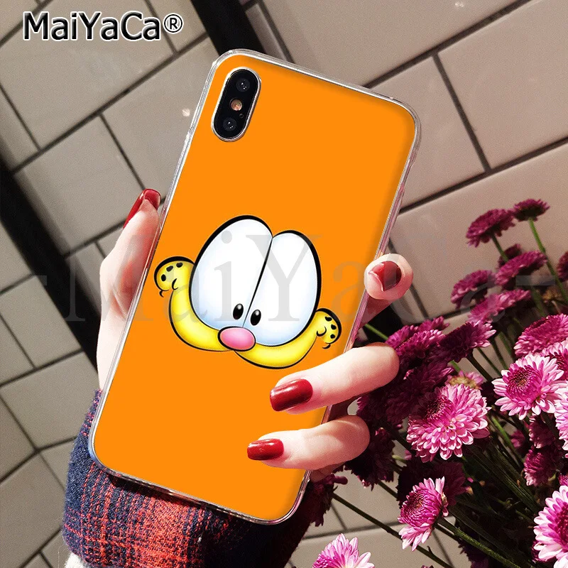 Мягкий силиконовый чехол для телефона из ТПУ MaiYaCa Garfield cat для Apple iPhone 8 7 6 6S Plus X XS MAX 5 5S SE XR