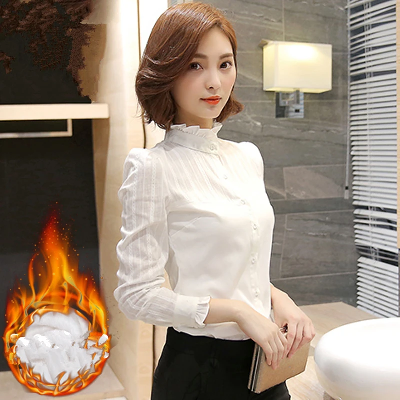 Женские однотонные хлопковые блузки TAJIYANE с длинным рукавом Повседневная блузка