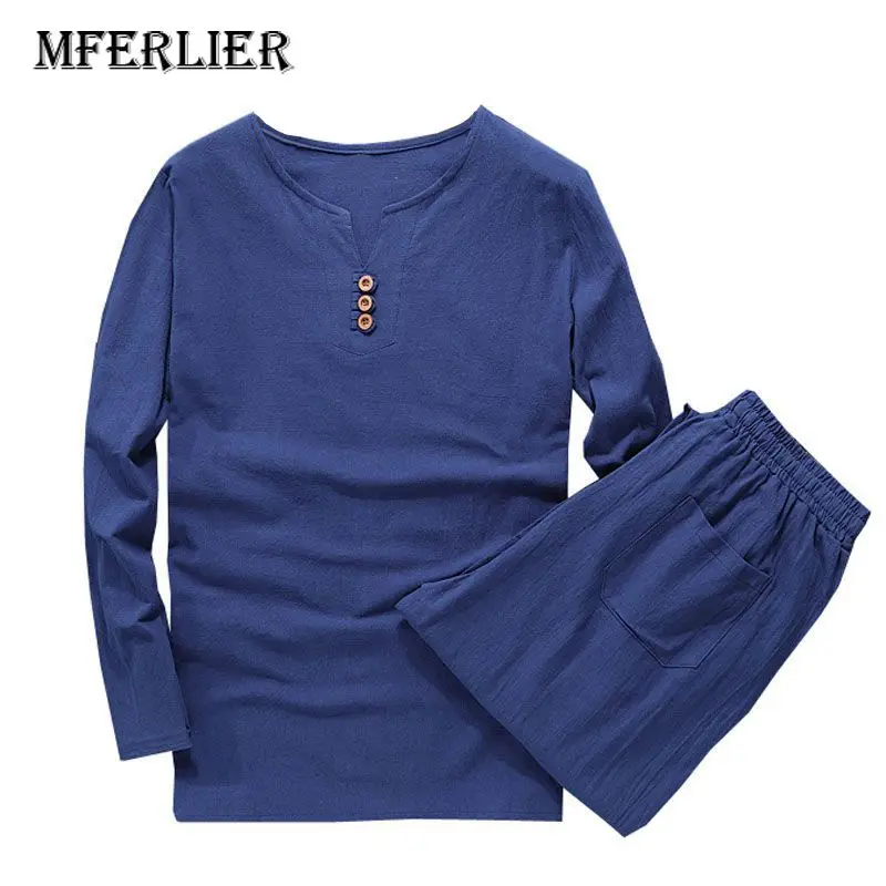 MFERLIER Демисезонный рубашка мужская 5XL 6XL 7XL 8XL 9XL 10XL Большие размеры Хлопок Лен Длинные рукава бюст 155 см Большие размеры мужские рубашки