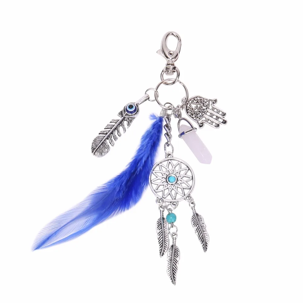 Богемный Ловец снов перо каменный брелок сумка Подвеска Женский персональный