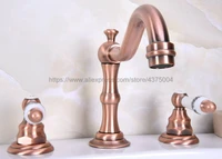 basin faucet 3 hole bathroom sink faucet deck mounted cold hot antique red copper sink faucet mixer tap nrg061