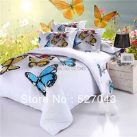 3d butterfly full queen size oil painting bedding set bedspreads duvet covers bedclothes for adults