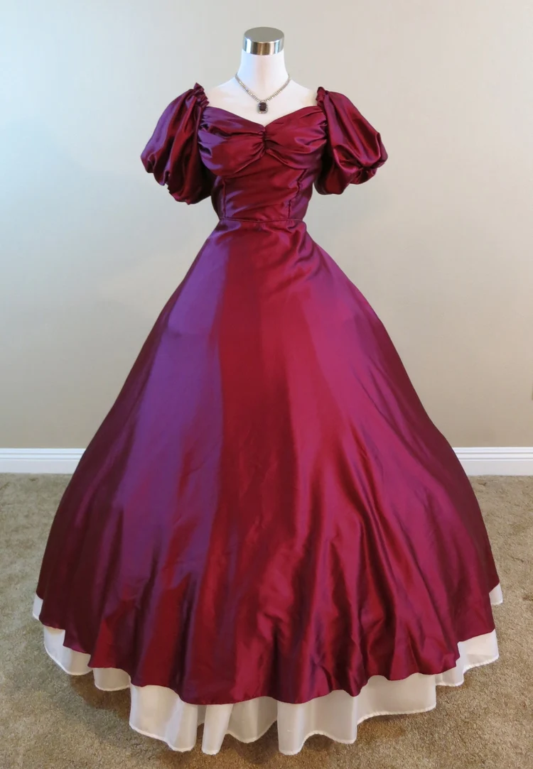 Burgundy Gown Civil war costume renaissance dress satin dres | Женская одежда